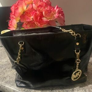 Michael Kors Black Shoulder Bag with Gold Chain